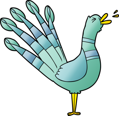 Karga öten tavus kuşu insan tarafından çizilmiş.