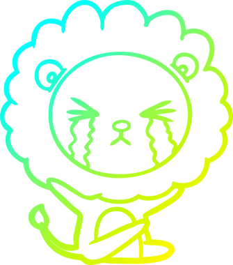 Bir insan tarafından çizilmiş ağlayan aslanın soğuk gradyan çizgisi