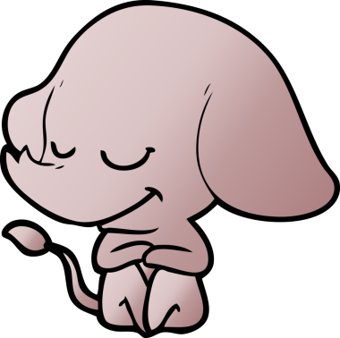 Bir insan tarafından çizilmiş gülümseyen bir fil.