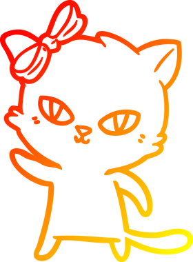 Bir insan tarafından çizilmiş sevimli bir çizgi film kedisinin sıcak çizgi çizgisi.