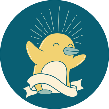 Bir insan tarafından çizilmiş mutlu penguen dövmesi ikonu