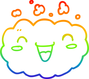 gökkuşağı gradyanı çizimi bir insan tarafından çizilmiş mutlu bir karikatür bulutu