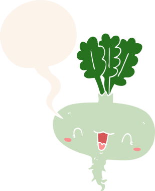 Bir insan tarafından çizilmiş eski usul konuşma baloncuklu şalgam.