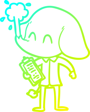 Bir insanın çizdiği suyu püskürten şirin bir filin soğuk eğimli çizgisi.