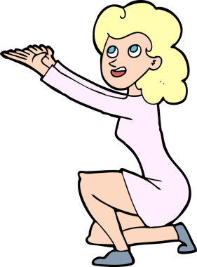 bir insan tarafından çizilmiş çizgi film kadın sunum jesti