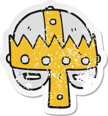 Bir insan tarafından çizilmiş ortaçağ miğferinin gerilimli çıkartması.