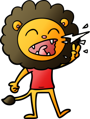 Bir insan tarafından çizilmiş kükreyen aslan çizgi filmi.