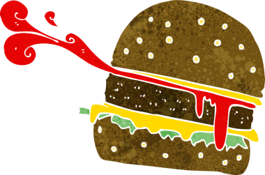 Bir insan tarafından çizilmiş çizgi film burgeri.