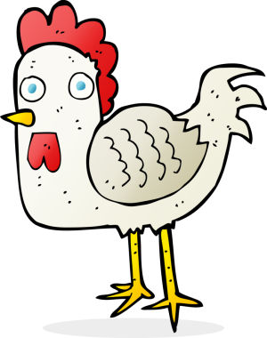 Bir insan tarafından çizilmiş çizgi film tavuğu.