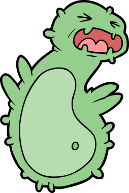 Bir insan tarafından çizilmiş karikatür mikrobu.