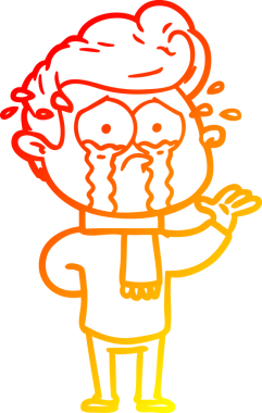 Bir insan tarafından çizilmiş, ağlayan bir çizgi film karakteri.