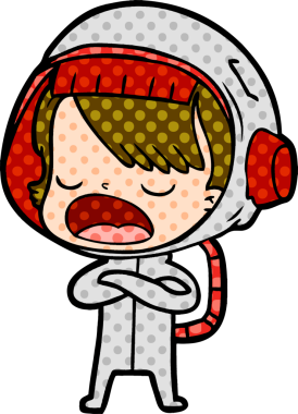 Karikatür astronot kadın bir insan tarafından çizilmiş.