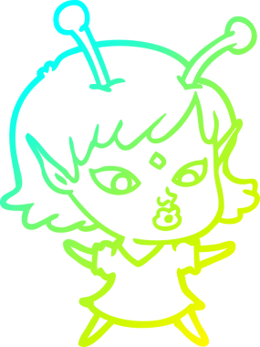 Bir insan tarafından çizilmiş güzel bir uzaylı kız çizimi.