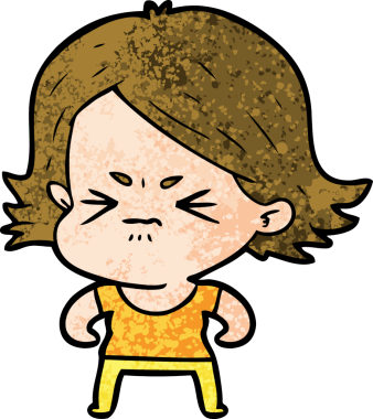 Bir insan tarafından çizilmiş kızgın bir kız.