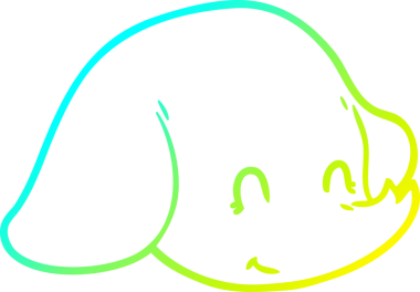 Bir insan tarafından çizilmiş bir fil suratının soğuk eğim çizgisi.