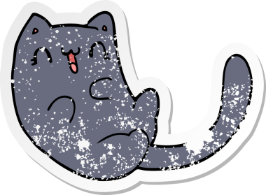 Bir insan tarafından çizilmiş karikatür bir kedinin sıkıntılı çıkartması.