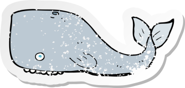 Bir insan tarafından çizilmiş karikatür balinasının gerilimli çıkartması.