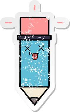 Bir insan tarafından çizilmiş şirin bir karikatür kaleminin sıkıntılı çıkartması.