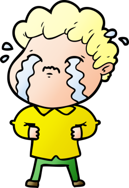 Bir insan tarafından çizilmiş ağlayan çizgi film adamı.