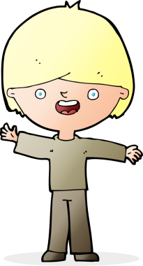 Bir insan tarafından çizilmiş mutlu çocuk çizgi filmi.