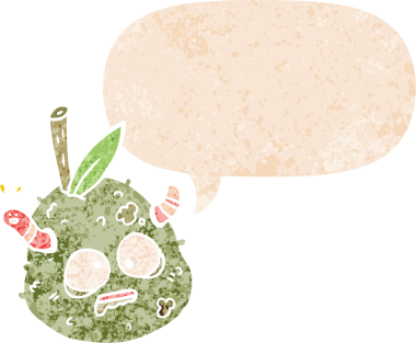 bir insan tarafından çizilmiş grunge sıkıntılı retro desenli eski armut konuşma baloncuğu