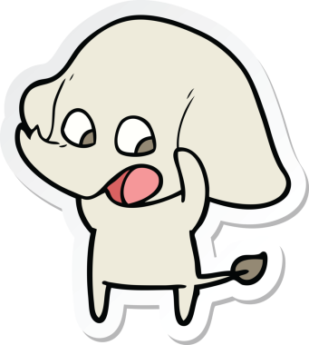 Bir insan tarafından çizilmiş şirin bir fil çıkartması.