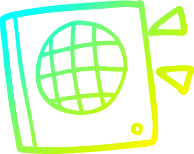 Bir insan tarafından çizilmiş bir çizgi film hoparlörünün soğuk gradyan çizimi