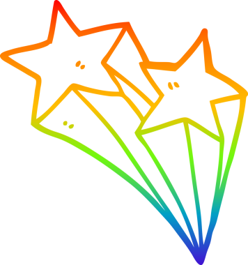 gökkuşağı gradyan çizgisi bir insan tarafından çizilen kayan yıldızların çizimi