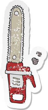 Bir insan tarafından çizilmiş elektrikli testerenin gerilmiş çıkartması.