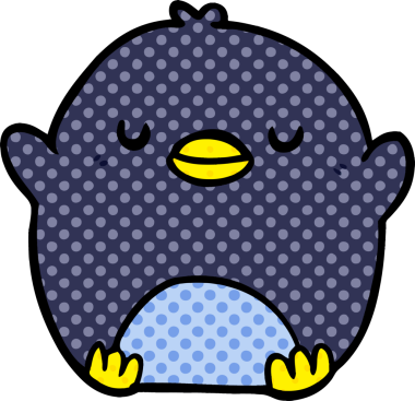 Bir insan tarafından çizilmiş sevimli penguen çizgi filmi.