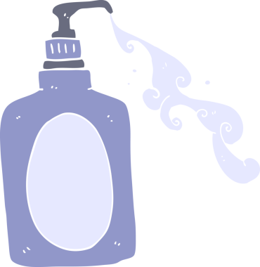 Bir insan tarafından çizilmiş el sabununun düz renk çizimi