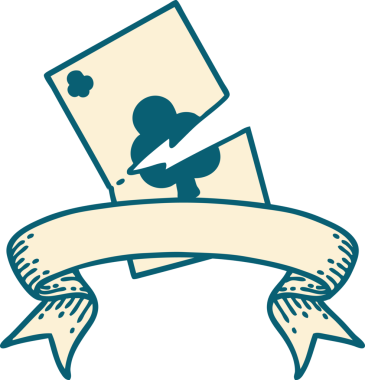 Bir insan tarafından çizilmiş yırtık bir kartın pankartıyla geleneksel dövme