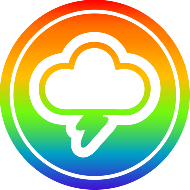 Bir insan tarafından çizilmiş gök kuşağı eğimli fırtına bulutu simgesi