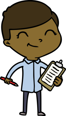 Bir insan tarafından çizilmiş gülümseyen çizgi film çocuğu.