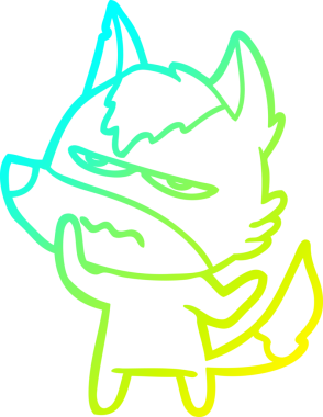 Bir insan tarafından çizilmiş, kızgın bir kurdun soğuk çizgi çizimi.