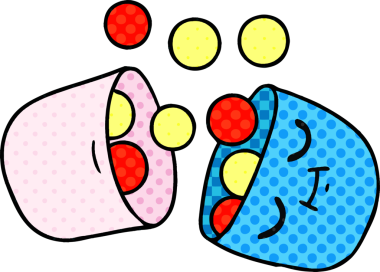 Bir insanın çizdiği gülümseyen hapın serbest çizimi.