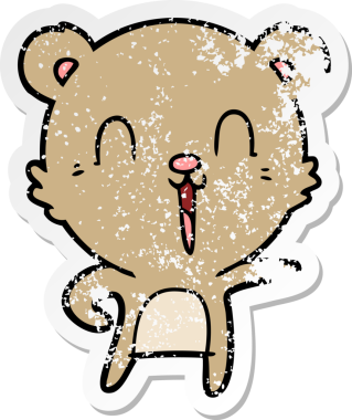 Bir insan tarafından çizilmiş mutlu çizgi film ayısının sıkıntılı çıkartması.