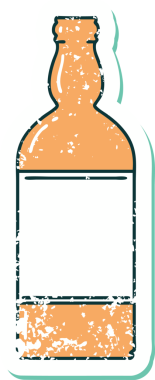 Bir insan tarafından çizilmiş sembolik dövmeli bir şişe resmi.