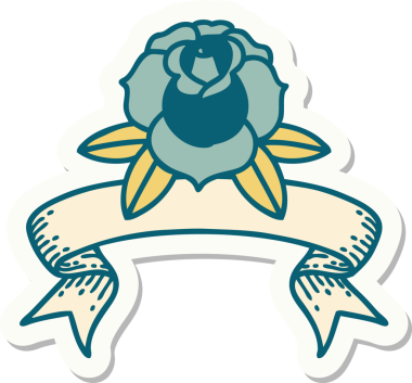 Bir insan tarafından çizilmiş çiçek pankartıyla dövme stili