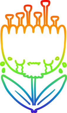 Gökkuşağı gradyan çizgisi Ağlayan bir karikatür çiçeğinin insan tarafından çizilmiş