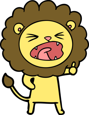 Bir insan tarafından çizilmiş çizgi film aslanı.