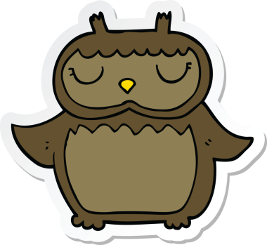 Bir insan tarafından çizilmiş bir baykuşun çıkartması.