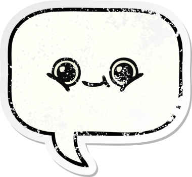 Bir insan tarafından çizilmiş şirin bir karikatür konuşma balonunun sıkıntılı çıkartması.