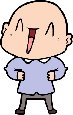 Bir insan tarafından çizilmiş mutlu, kel adam.