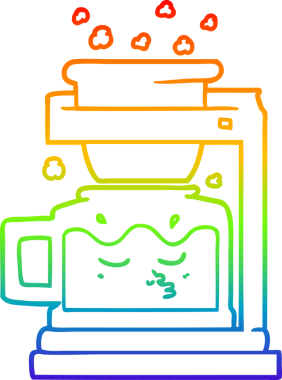 Bir insan tarafından çizilmiş çizgi film filtresi kahve makinesinin gradyan çizimi.