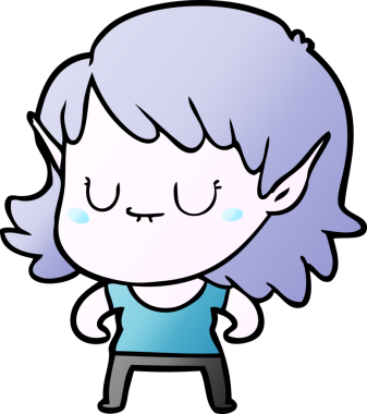 Bir insan tarafından çizilmiş mutlu elf kızı.