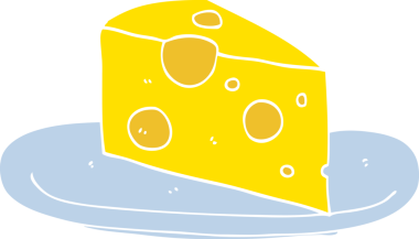 Bir insan tarafından çizilmiş düz renk çizgi film peyniri