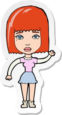 Bir insan tarafından çizilmiş, el sallayan bir kadının çıkartması.