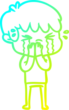 Bir insan tarafından çizilmiş ağlayan çizgi film çocuğu çizimi.