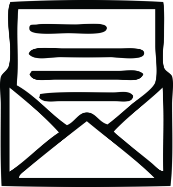 Bir insan tarafından çizilmiş bir mektup ve zarf çizimi